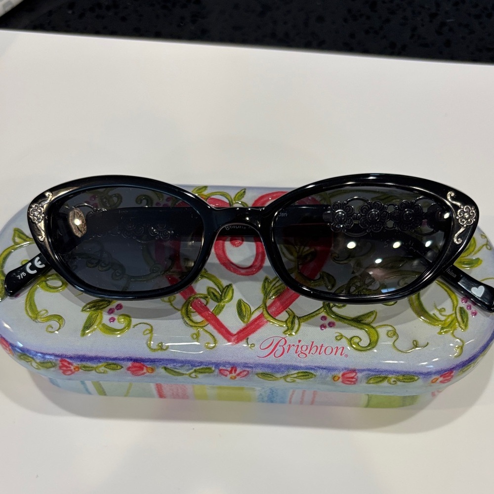 Brighton Black Floral Accent Cat-Eye Sunglasses